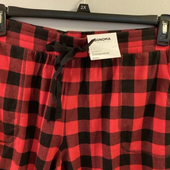 Sonoma sleep shorts Woman's size XL black and red plaid mid rise NWT - Picture 6 of 16